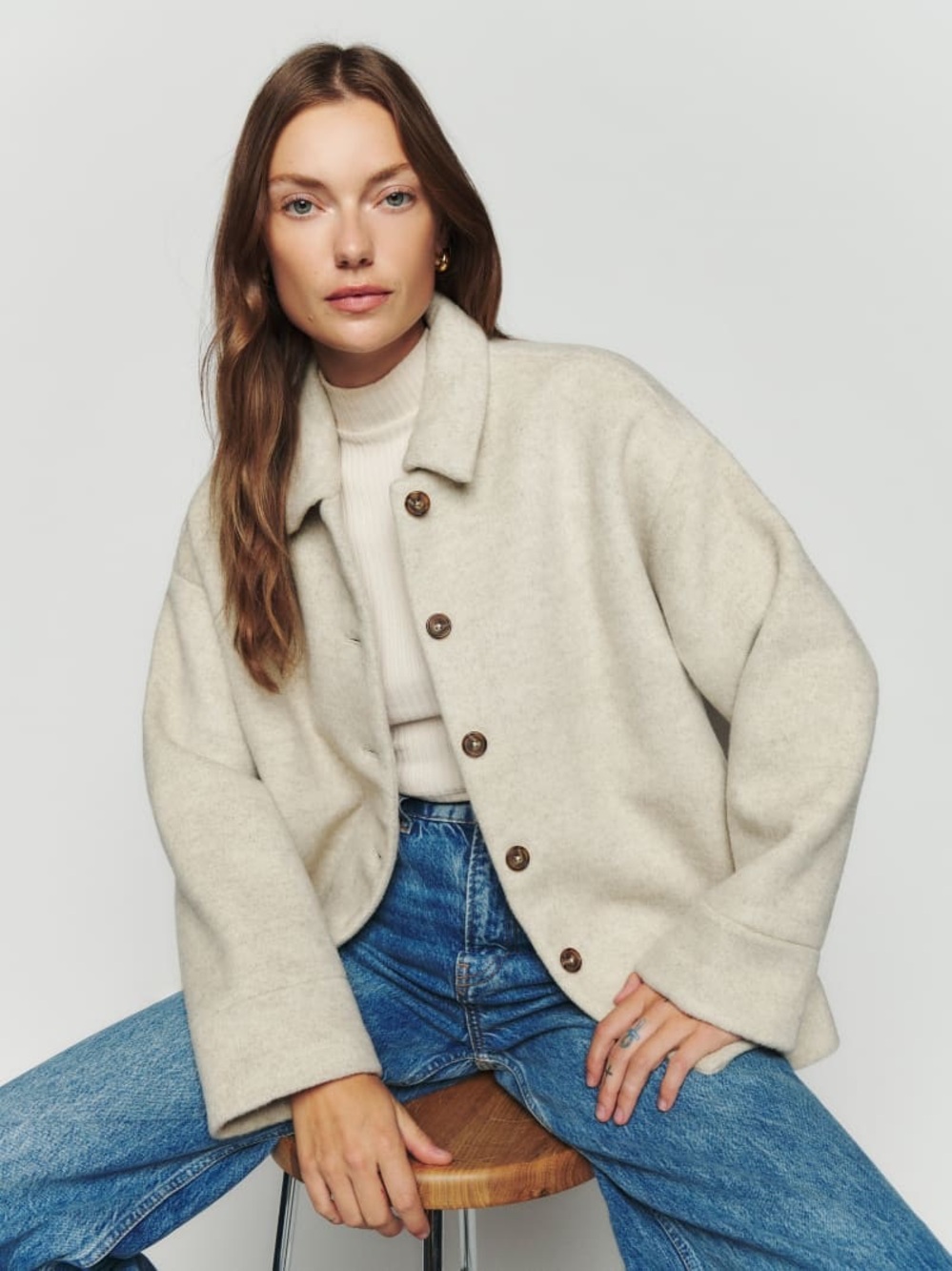 NWT Reformation Cream Wool Coat